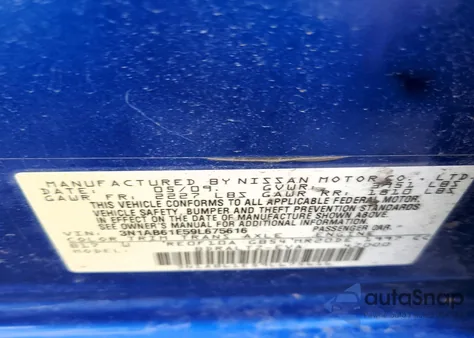 2009 Nissan Sentra 2.0 z USA, uszkodzony, nr VIN 3N1AB61E59L675616